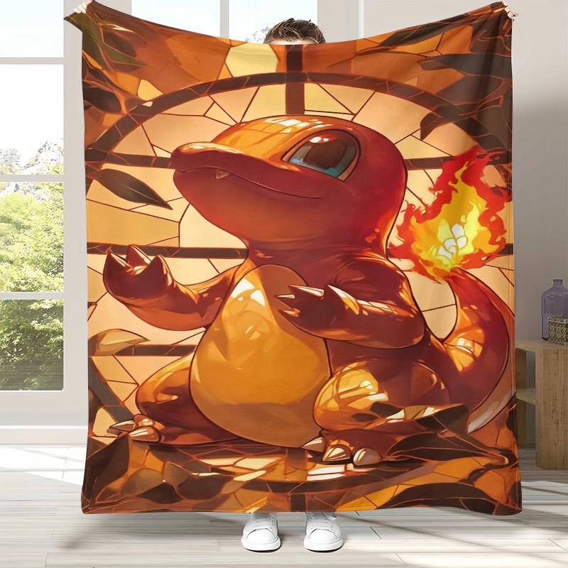 Charizard Charmander Pokemon Flannel Blanket,Ultra Soft Warm Plush Throw for Home Bedroom Bed Sofa Cover Office Camping Picnic