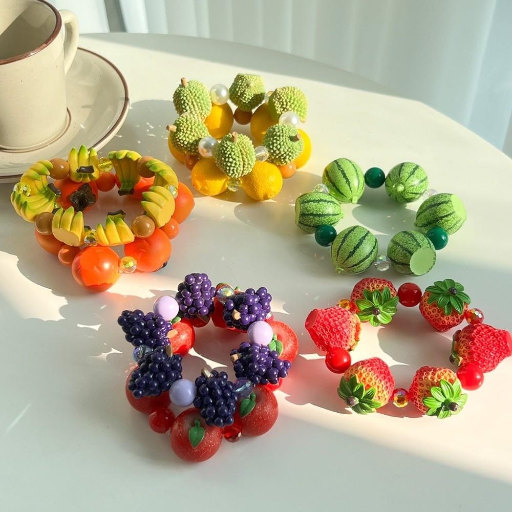 Resin Fruit Beaded Bracelet Colorful Beaded Bracelet Unique Exaggerated Bracelet Women