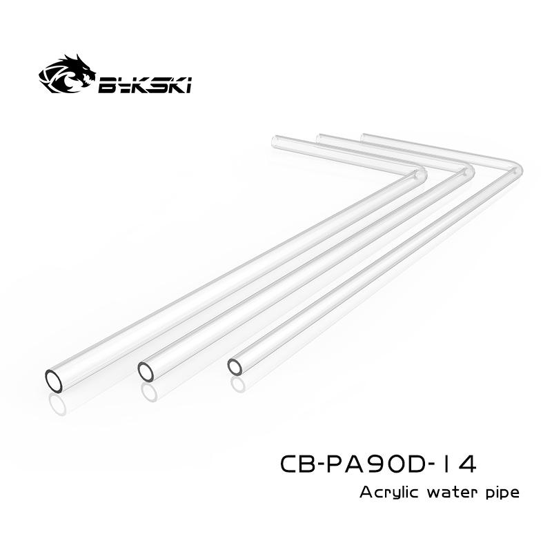 Bykski CB-PA90D-14 PC water cooling bending hard tube acrylic pre-bending 90 degree OD12/14/16mm 50*20cm transparent hard pipe