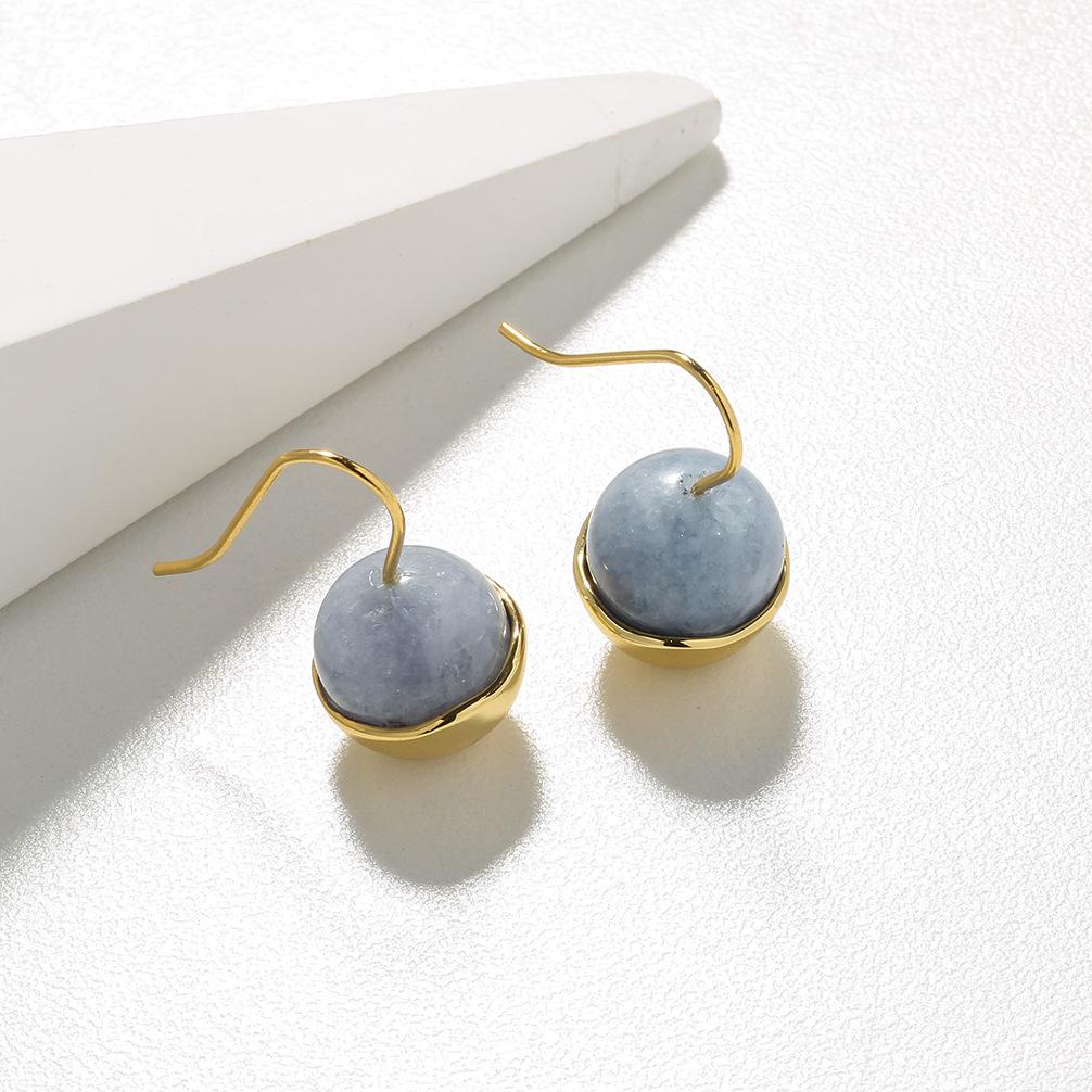 Серьги из натурального нефрита и бирюзы, антикварные серьги для женщин, нишевая модель, высококачественное серебряное покрытие 925 пробы, 18-каратное ушное кольцо