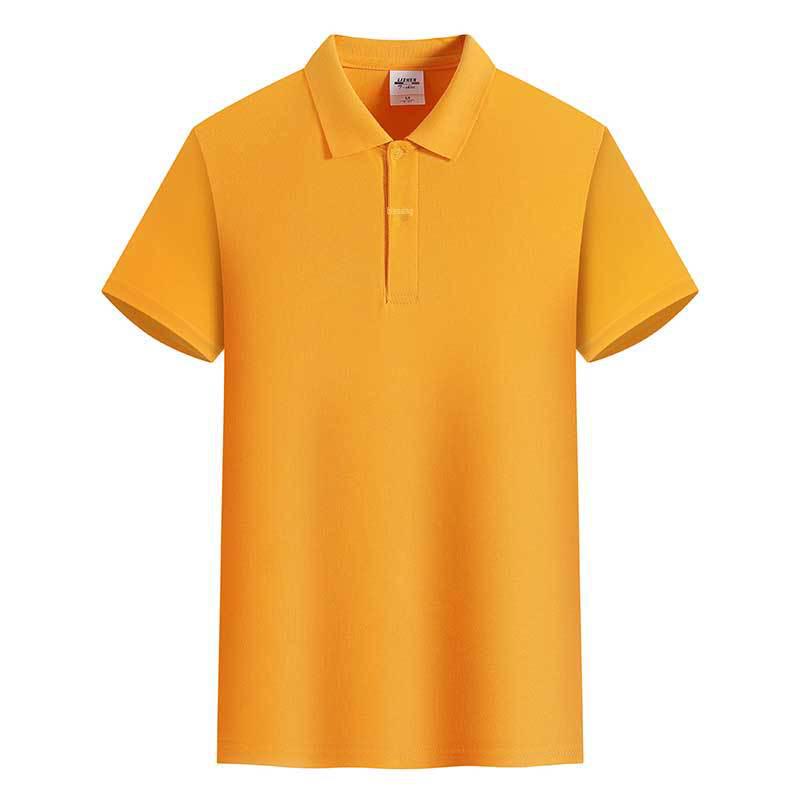Рубашка поло из желтого хлопка, короткий рукав, 180 г, 32 штуки, однотонная, с лацканами, универсальная повседневная посадка, летняя одежда