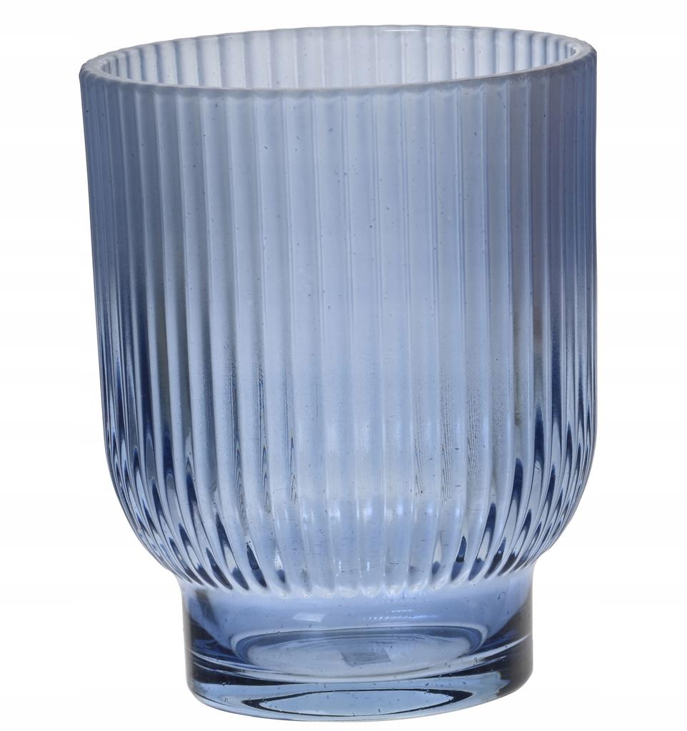 Decorative Glass Candle Holder, Ribbed, Colored, 1 Piece