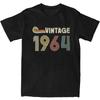 Мужчины Женщины Винтаж 1964 День рождения 60 лет Футболка Аксессуары Люди 60-й Хлопок Топы Футболка Повседневная Футболка Принтованная