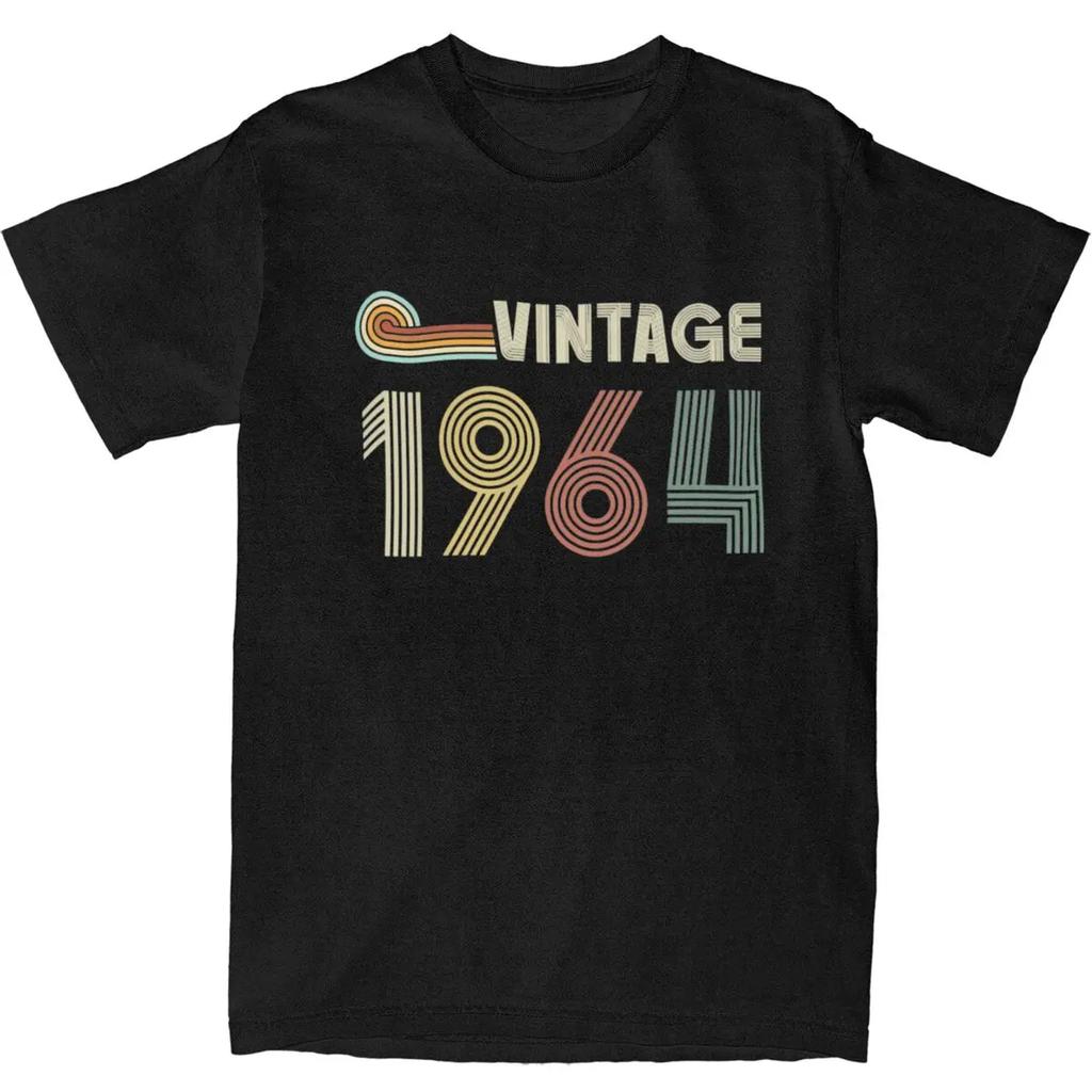 Мужчины Женщины Винтаж 1964 День рождения 60 лет Футболка Аксессуары Люди 60-й Хлопок Топы Футболка Повседневная Футболка Принтованная
