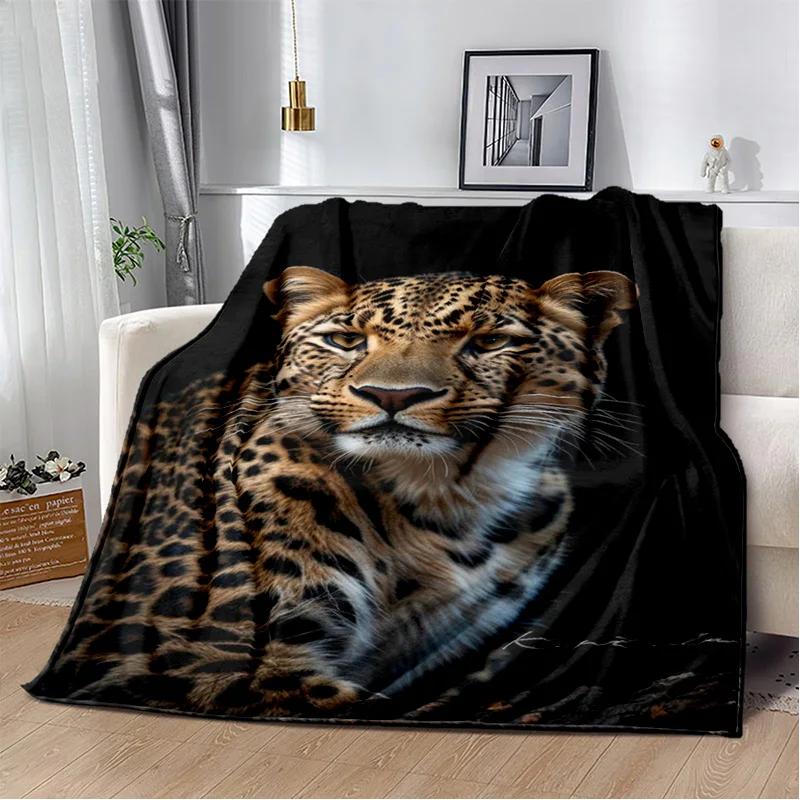 Plush Fleece Beast Animal Roses and Leopard Cheetah Throw Blanket Home Bedroom Bed Sofa Picnic Travel Cover Kid Soft Blanket