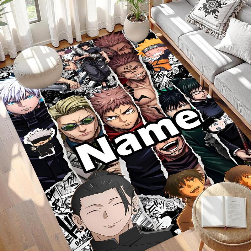 Custom Name Personalized Jujutsu Kaisen Print Carpet, Versatile Home Decor Rug, for Playroom, Apartment, Balcony, Entryway, Hallway Gift