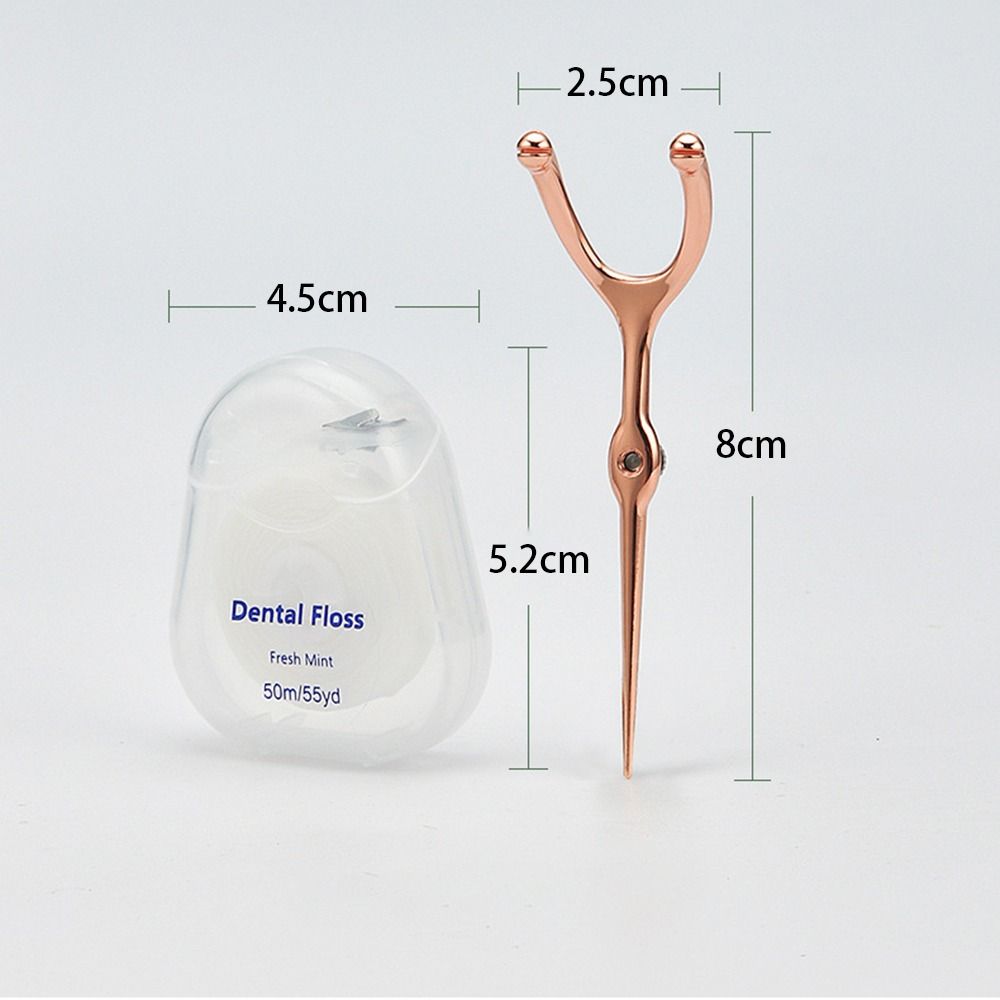 Reusable Stainless Steel Toothpick Set Handle Flossing Holder Simple 50M Tooth Flossing  Household