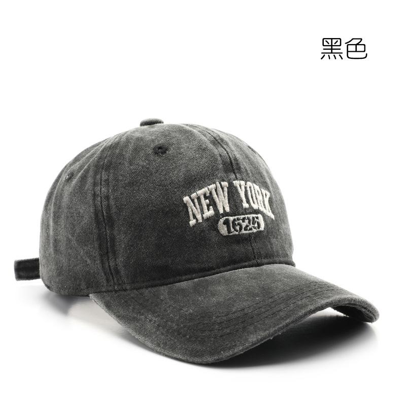 Men's washed and distressed baseball cap with letter embroidery, suitable for outdoor activities, providing sun protection and shade