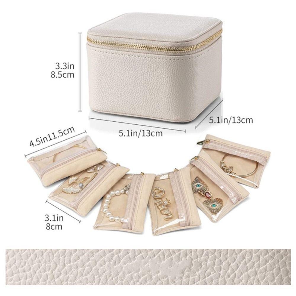 PU Leather Earring Storage Case with Small Pouches Jewelry Packing Bag Simple Jewelry Box  Ring