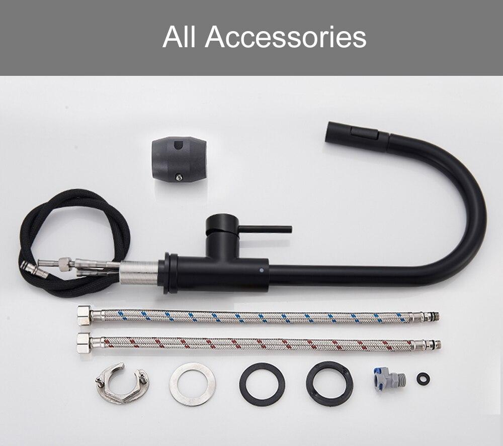 Черный кухонный смеситель, гибкая выдвижная насадка, 2 режима, смеситель для горячей и холодной воды, настенный распылитель и смесители Stream SUS 304