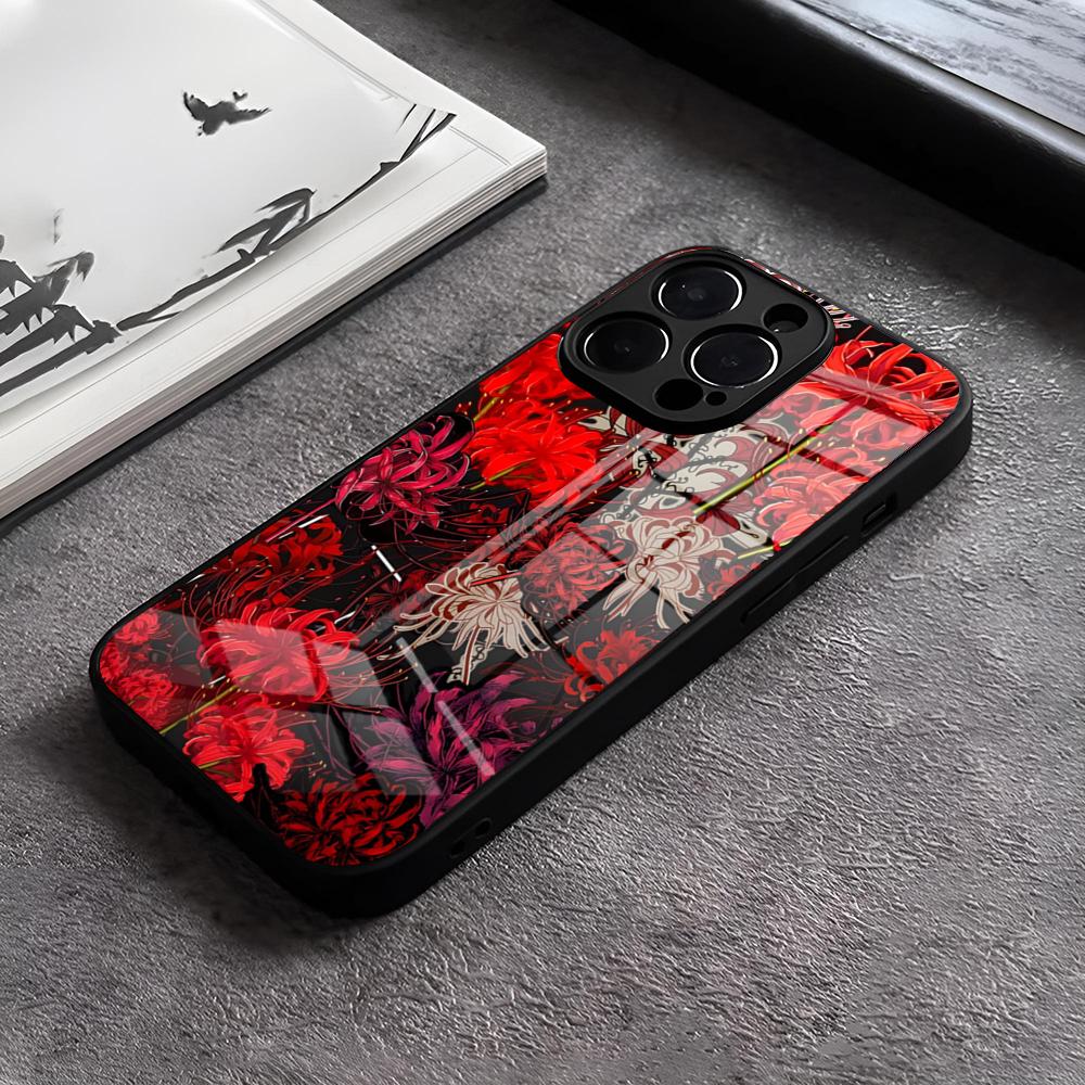 Чехол для телефона Красный Паучий Лилия Цветок Ада Для IPhone 17 15 Pro Max 12 16 14 Plus 11 13 Pro X XR XS 7 8 Plus SE Стеклянная Крышка