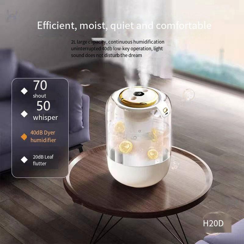2L Dual Spray Humidifier USB Large Capacity Home Bedroom Office Nightlight Humidifier Transparent Aromatherapy Machine