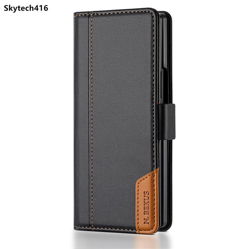 For Samsung Galaxy Z Fold 3 4 5 6 7 Leather Case Flip High Quality Card Slot Bracket Wallet Cover Casing