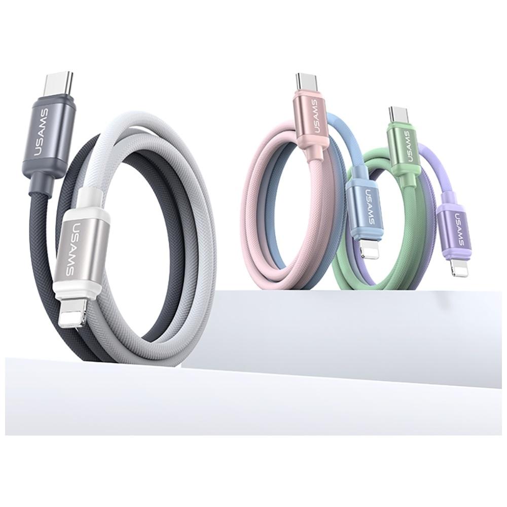 Kabel USAMS Bicolor Series SJ757 PD 30W USB-C/Lightning 1.2m zielono fioletowy