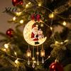Lighted Holiday Wall Decor Christmas Santa Moon Hanging Lamp, Iron LED Ornament, Warm Dreamy Atmosphere Light Glowing for Window Porch Lamp