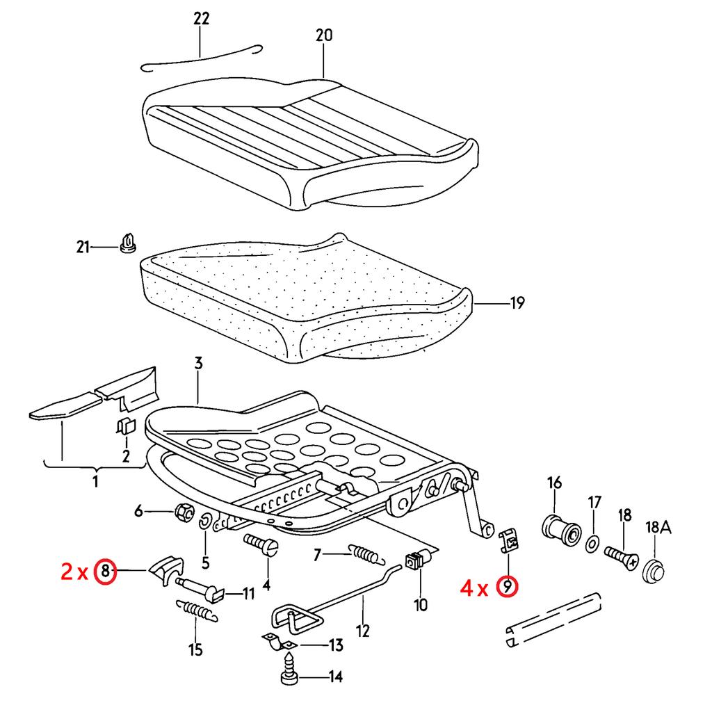 2 комплекта, 6 шт., направляющая для переднего сиденья автомобиля, центральный направляющий слайдер 435881203A C10 для GOLF MK1 MK2 MK3 CORRADO SCIROCCO, пластик