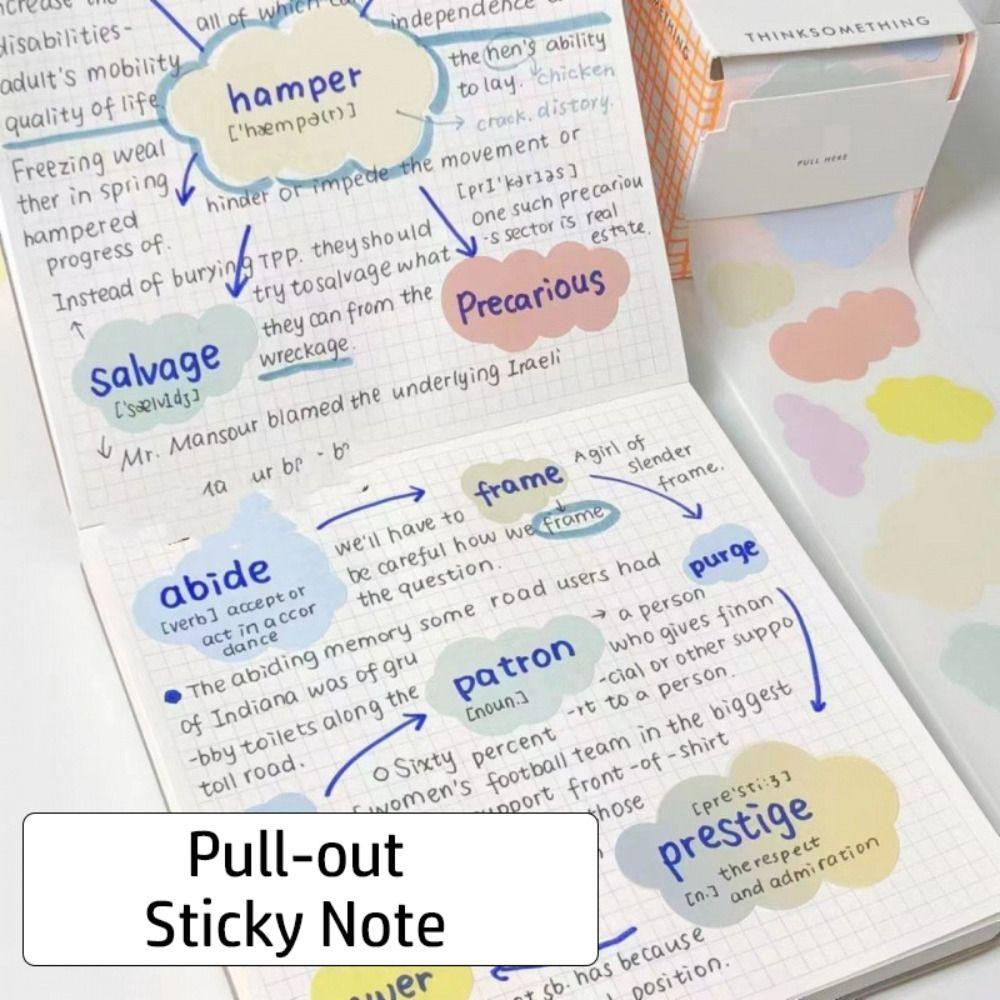 100PCS/Set Pull-out Design Memo Pad Full Adhesive Tearable Notepad  School Office Supplies