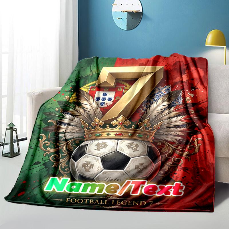 1PC Custom Name Portugal Football Legend outdooor Flannel blankets Throw Blanket All-Season Throw Gift Bedspread for Couch, Bed, Camping Holiday Birth