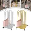 4 In 1 Iron Hanger Rack,80cm Silver/Gold Square Hanger Organizer Stacker with Wheels Freestanding for Bedrooms,Balconies