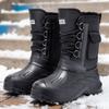 Cotton Shoes with Fleece and Thickened, High-top Snow Boots, Waterproof and Anti-slip, One-foot Cotton Boots