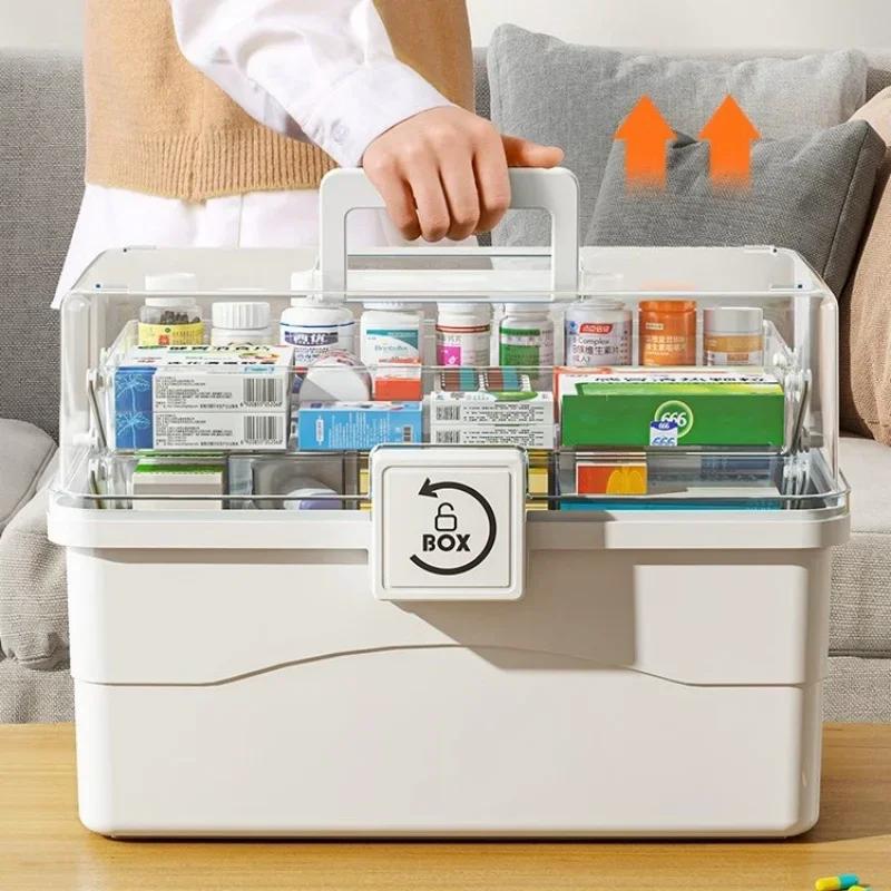 Большая вместимость контейнеров для хранения лекарств Домашняя аптечка Многослойная классификация Аптечка Портативная аптечка первой помощи