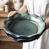 Retro Kiln Change Personalized Lace Vegetable Plate Irregular Plate Ceramic Household Fruit Plate Tableware Crayfish Large Plate Soup Plate