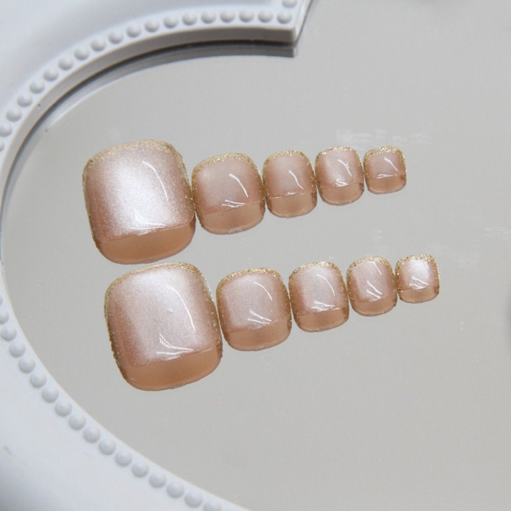 Простые накладные ногти на ногах, французские ногти на ногах, модные ногти на ногах для женщин и девочек