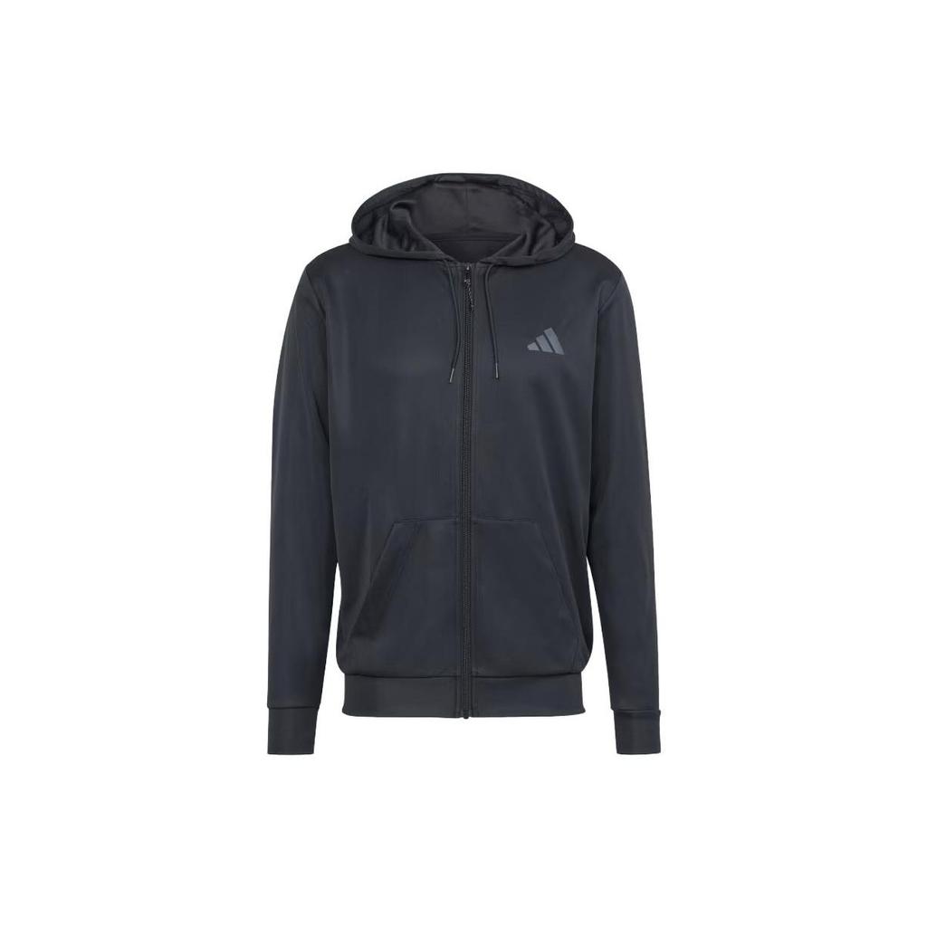 Adidas Train Essentials Seasonal Full-Zip Hoodie Black Men Streetwear IS6700