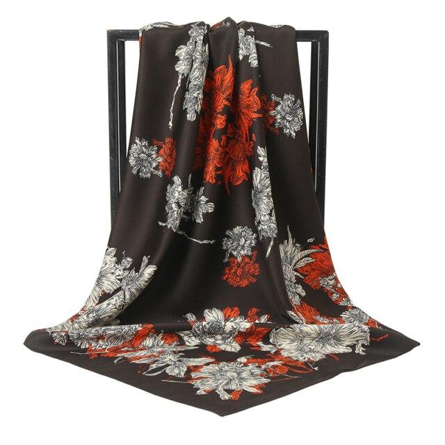 2021 Design Brand Women Square Silk Scarf Chain Print Head Scarfs Female Satin Hijab Scarves Shawl Wrap Lady Headband Foulard