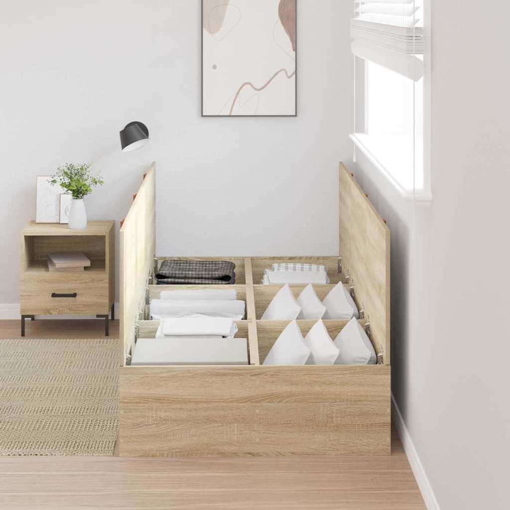 Storage Bed Frame Sonoma Oak 80 x 200 cm Particleboard