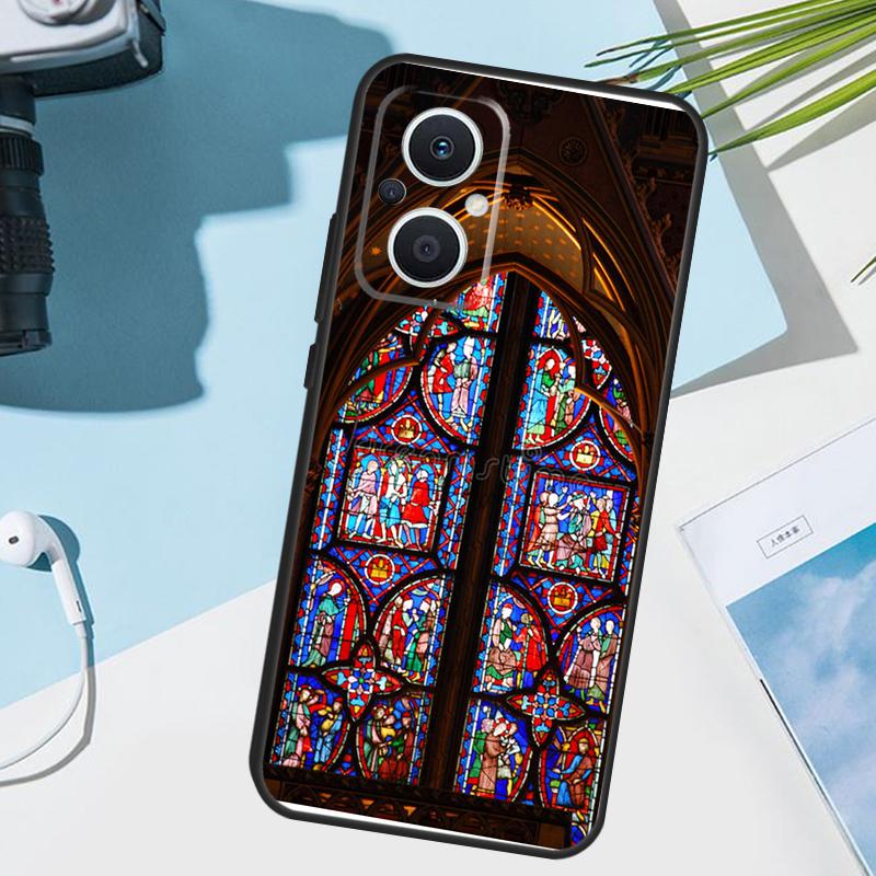 church gothic Stained glass Cover For OPPO Reno 11 Pro 10 12 13 14 14F 13F 12F 11F 7 8 Lite OPPO Find X6 X5 X8 X9 Pro Case