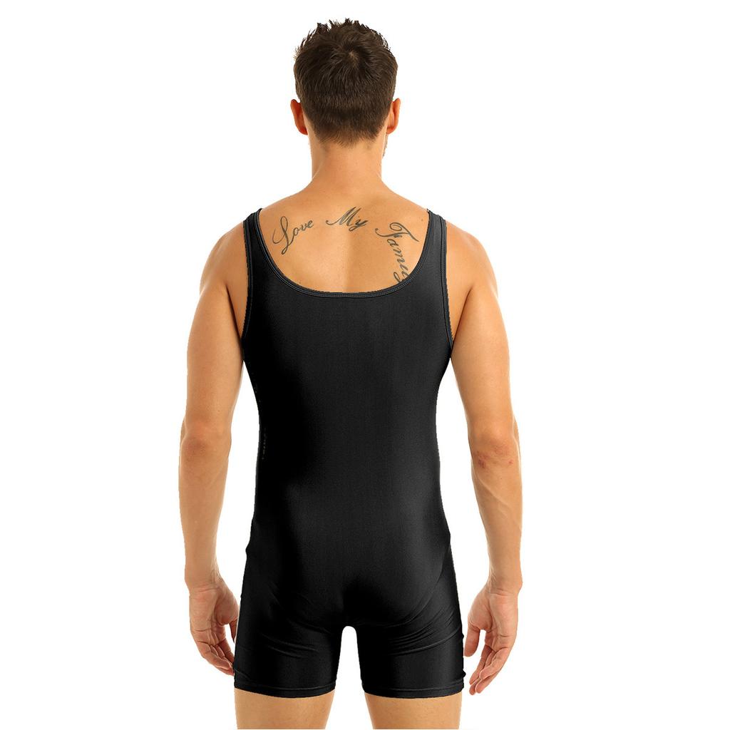 Mens Sleeveless Stretchy One Piece Bodysuit Leotard Sport Gym Workout Tank Tops