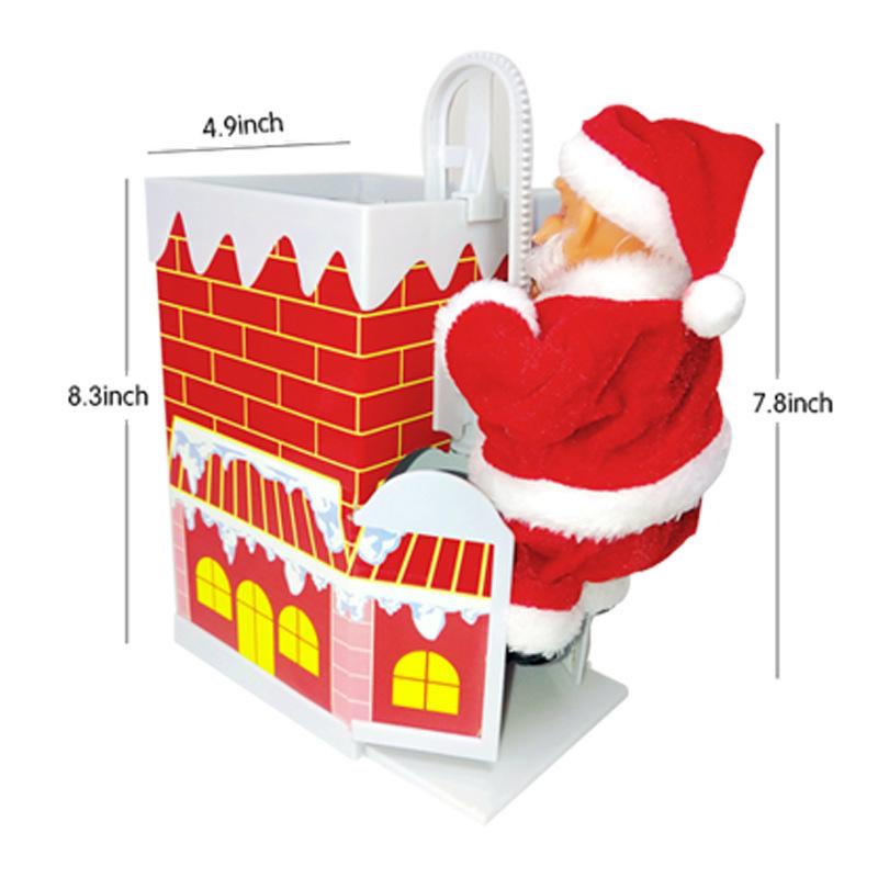 Santa Claus Climbing Chimney Electric Toy with Beads and Shaking Boot, Single/Double Ladder.