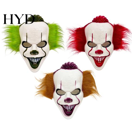 Breathable Cosplay Mask Halloween Short Hair Clown Mask, Scary Joker Full Face Creepy for Masquerade Party Costume Props Horror Prop