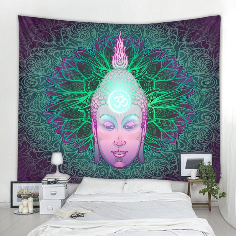 Статуя Будды, медитация, 7 чакр, гобелен, настенный психоделический кристалл, фон неба, ковер для йоги, декор в стиле бохо