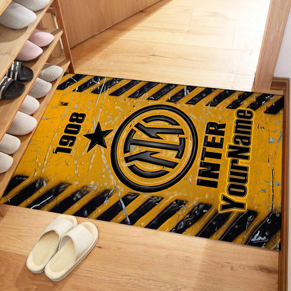Inter Milan Customize Text Carpet Perfect for Hallway Living Rooms Balcony Entryway Anti-slip Rug Anime Office Decor Best for Christmas