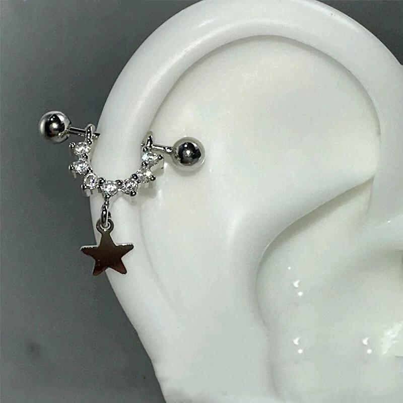 Сексуальные Модные Серьги-Гвоздики со Звездой из Циркона для Женщин Девушек Панк Стиль Хип-Хоп Рок Уличные Серьги Украшения Аксессуар Y2K Подарок