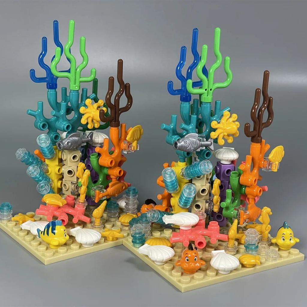 Конструктор MOC Морские животные Водные растения Тюлень Морская звезда Коралл Ракушка Игрушки Для Детей Развивающие Строительные Блоки Пластиковые Игрушки