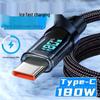 Высокоскоростной зарядный кабель 180 Вт с цифровым дисплеем для телефонов Xiaomi, Huawei, Apple, Samsung и Honor