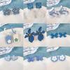 Blue Tie Earrings Artistic Little Fresh Fog Haze Blue Flowers Geometric All-matching Earrings Sweet Jewelry Woman