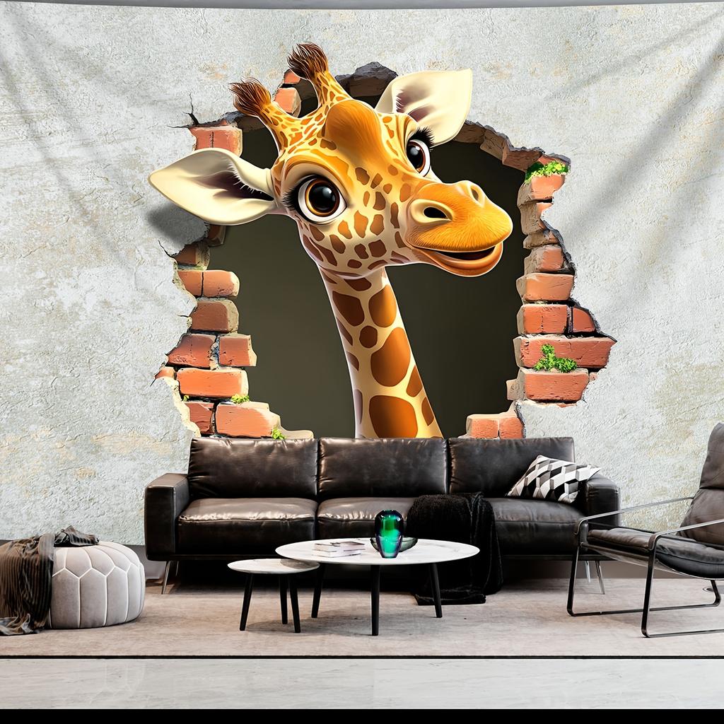 1pc Extra Large Size Cute Giraffe Breakthrough Wall Tapestry Birthday Gift Party Decoration Live Broadcast Background Cloth