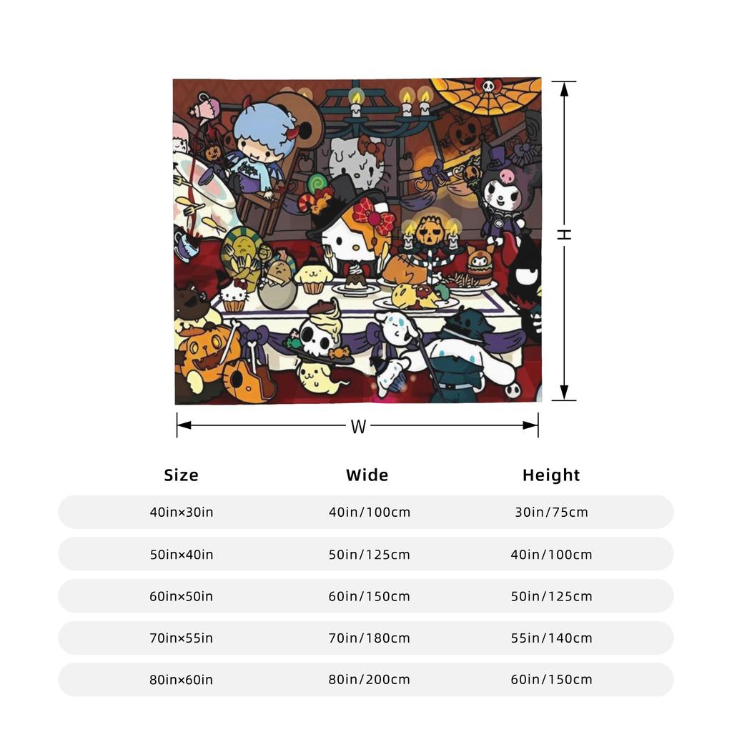 Hello Kitty Halloween Blanket Fleece Spring Autumn Pumpkins Multifunction Warm Throw Blanket for Sofa Office Bedspreads