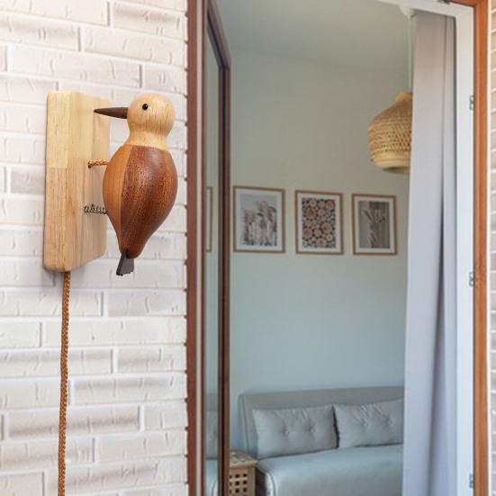 Дверной звонок в виде птицы, деревянный, самоклеящийся, ручной работы, дверной молоток в виде птицы, винтажный дверной молоток в виде птицы для входной двери, комнаты, двери