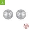 S925 Sterling Silver Basketball Stud Earrings For Men And Women, Personalized Ball Sports Style Baseball Stud Earrings