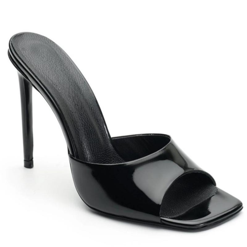 Brand Mules Shoes Women's Slippers 2025 Summer Slides Stiletto High Heels Red Black Sandals Large Size Party Shoes Designer