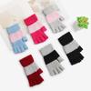 Winter New Style Adult Women's Fashionable Color-blocked Knitted Half-finger Warm Gloves with Fingerless Half-knuckle Thickening for Students