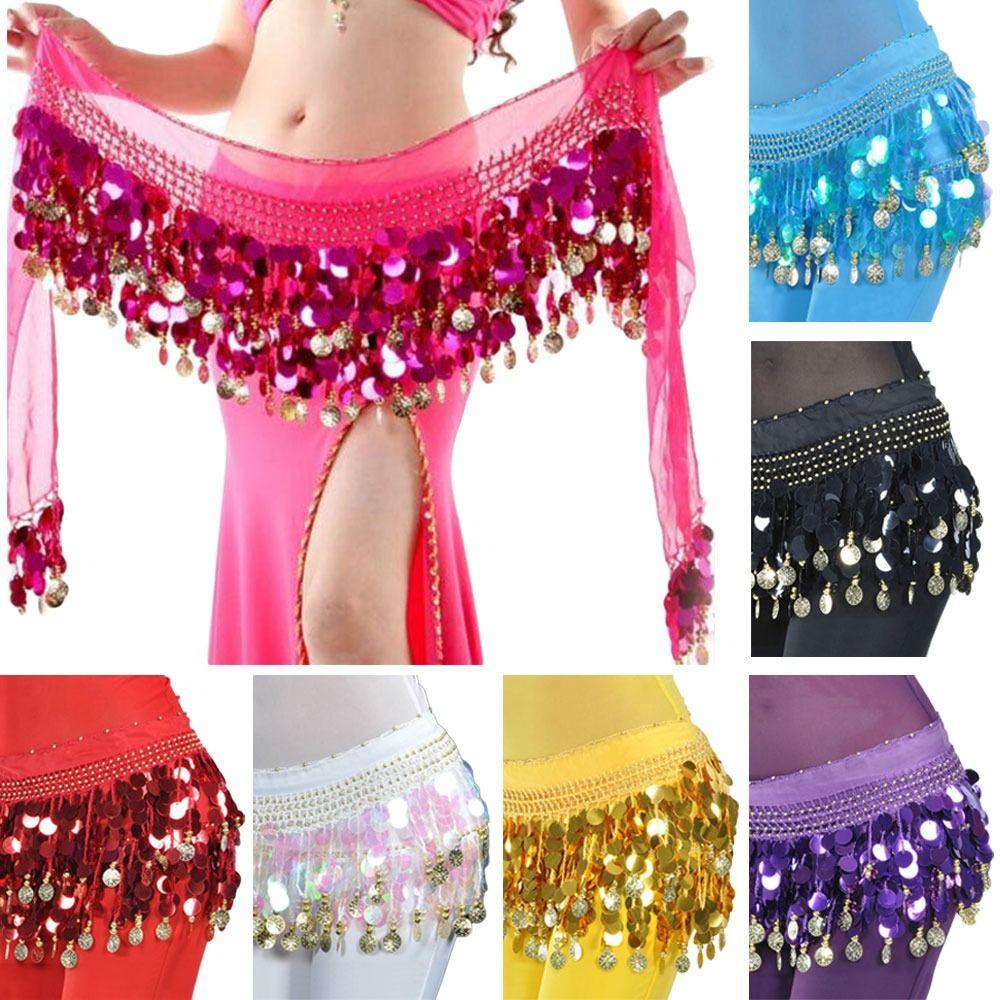 For Thailand/India/Arab Sequins Show Costumes Belly Dance Belt Waist Chain Hip Scarf Dancer Skirt