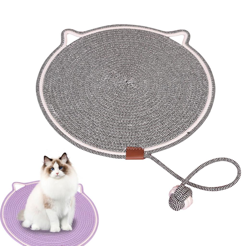 42CM Woven Cat Scratching Pad With Fish Toy, All-Season Pet Resting Mat For Cats
