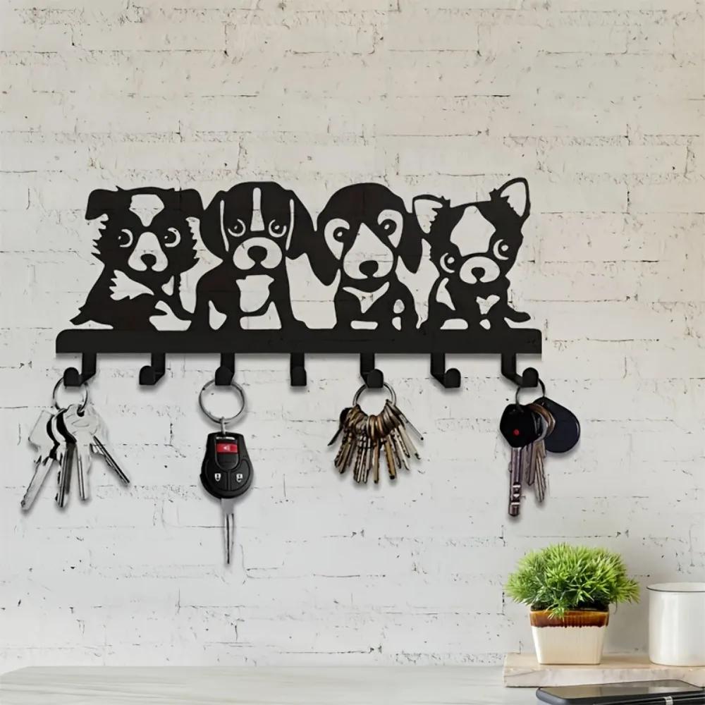 Стильный металлический настенный крючок в форме собаки, легко устанавливается и подходит для пальто, шляп, полотенец и ключей, идеальное дополнение к домашнему декору
