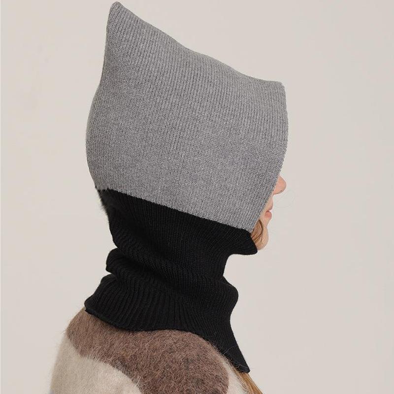 1Pc Scarf Baraklafa Hat Wool Winter Knitted Warm Polyester Ear Protection Splicing Cap